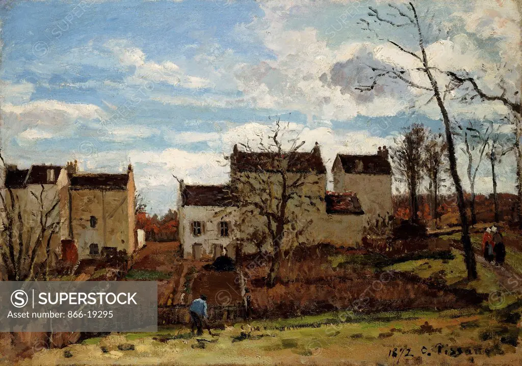 Spring in Pontoise; Printemps a Pontoise. Camille Pissarro (1830-1903). Oil on canvas. Painted in 1872. 32.5 x 46cm.