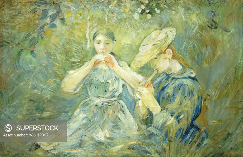 Le Flageolet. Berthe Morisot (1841-1895). Oil on canvas. Painted in 1890. 57 x 88cm.