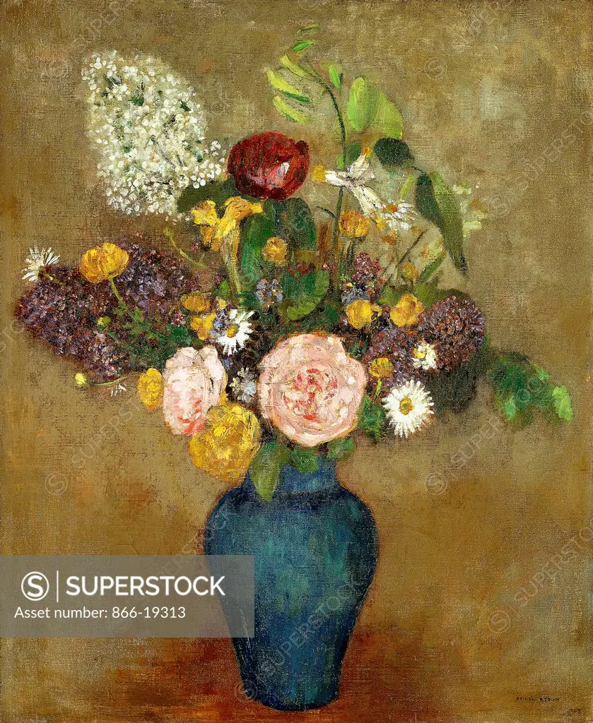 Vase of Flowers; Vase de Fleurs. Odilon Redon (1840-1916). Oil on canvas. 61.6 x 50.2cm.