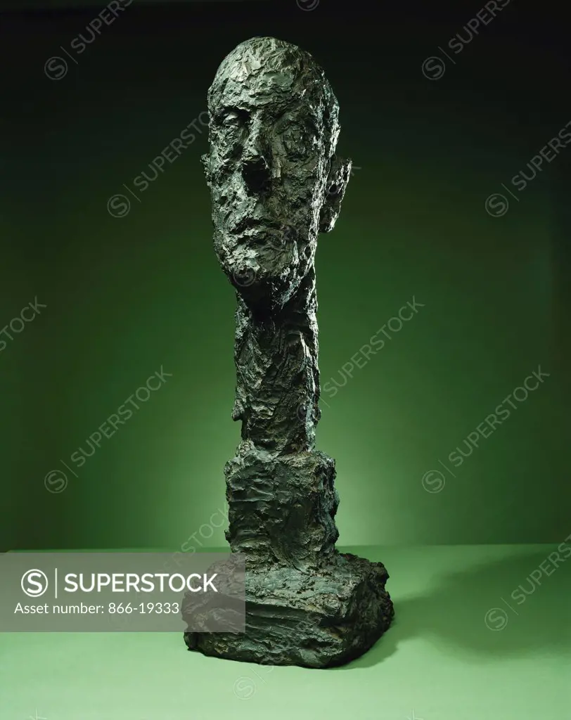 Large Head; Grande Tete. Alberto Giacometti (1901-1966). Bronze with brown patina. Cast in 1960. 95cm high.