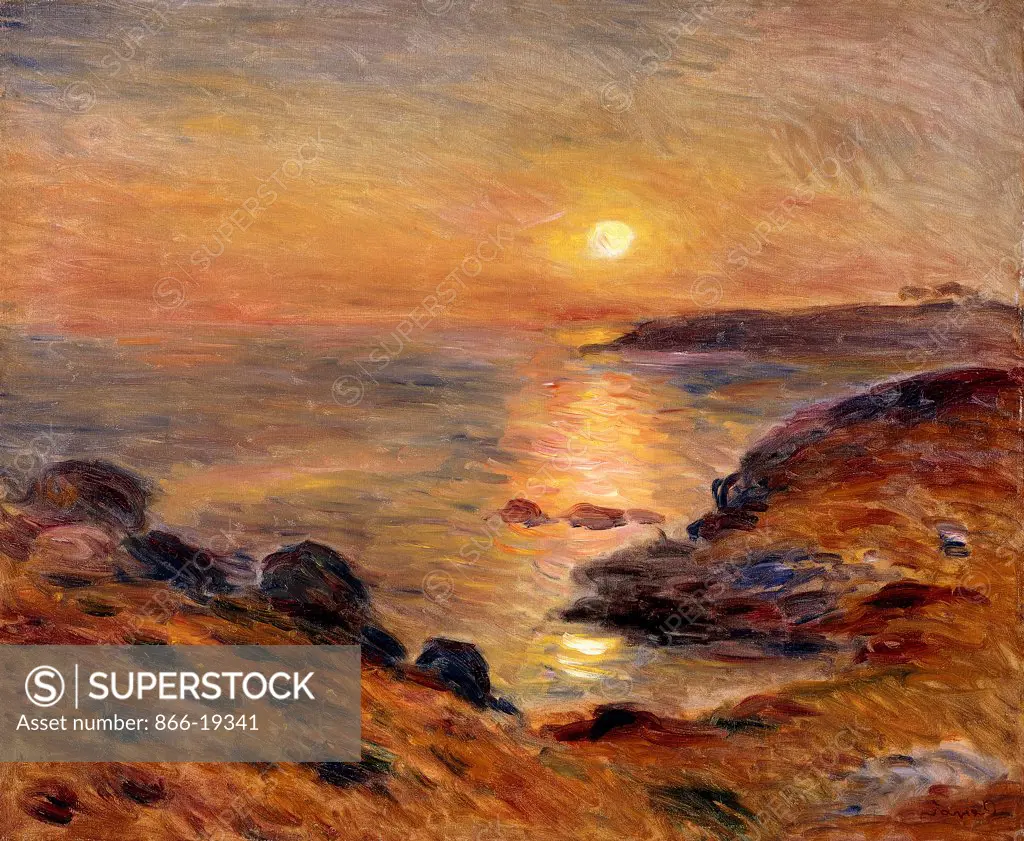 The Setting of the Sun at Douarnenez; Couche de Soleil a Douarnenez. Pierre Auguste Renoir (1841-1919). Oil on canvas. Painted circa 1883. 54.3 x 66.1cm.