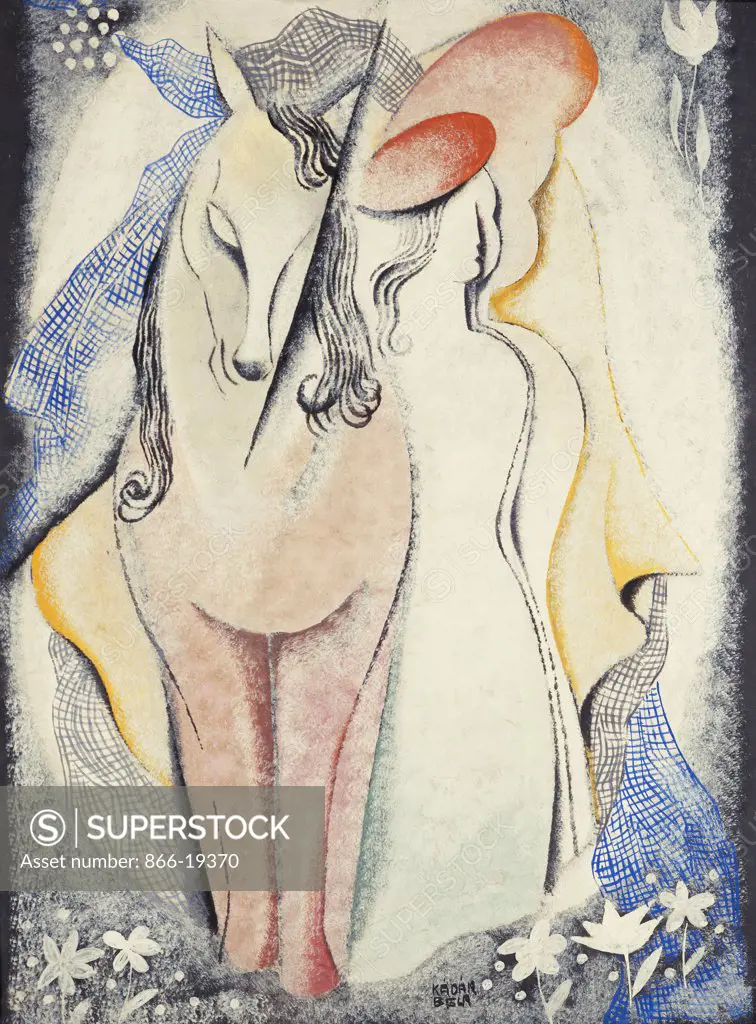 Women and Horse; Femmes et Cheval. Bela Kadar (1877-1955). Gouache on paper. Painted circa 1925. 62.9 x 47.3cm.