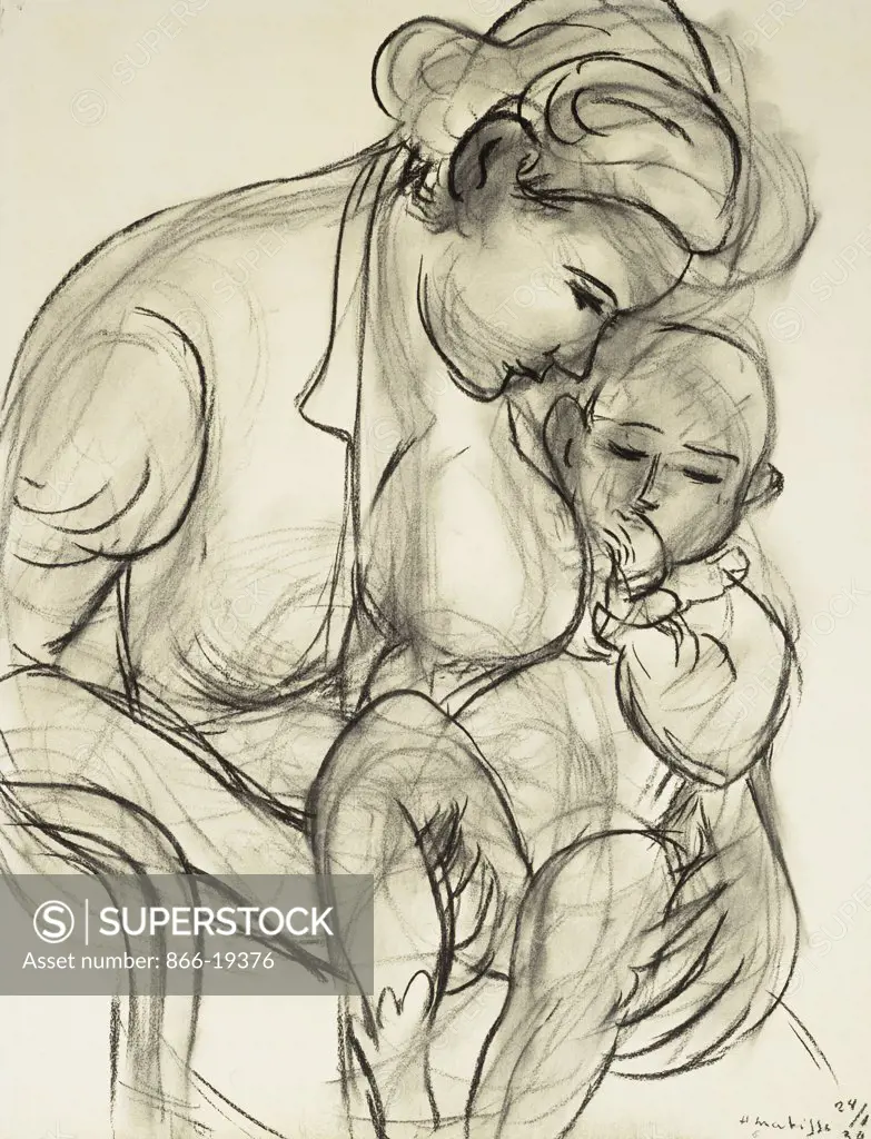 Maternity; Maternite. Henri Matisse (1869-1954). Charcoal on paper. Drawn in 1939. 66.7 x 50.8cm.