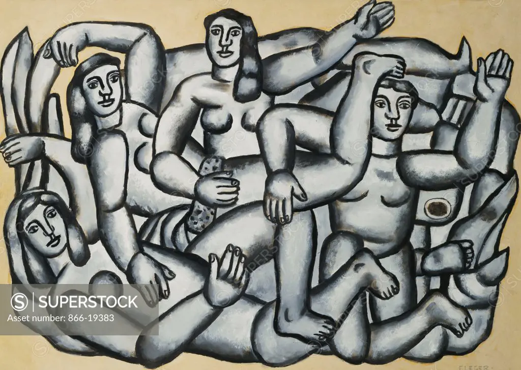 Bather in Grey; Baigneuses en Gris. Fernand Leger (1881-1955). Gouache on tan paper. Painted in 1953. 54.3 x 74cm.