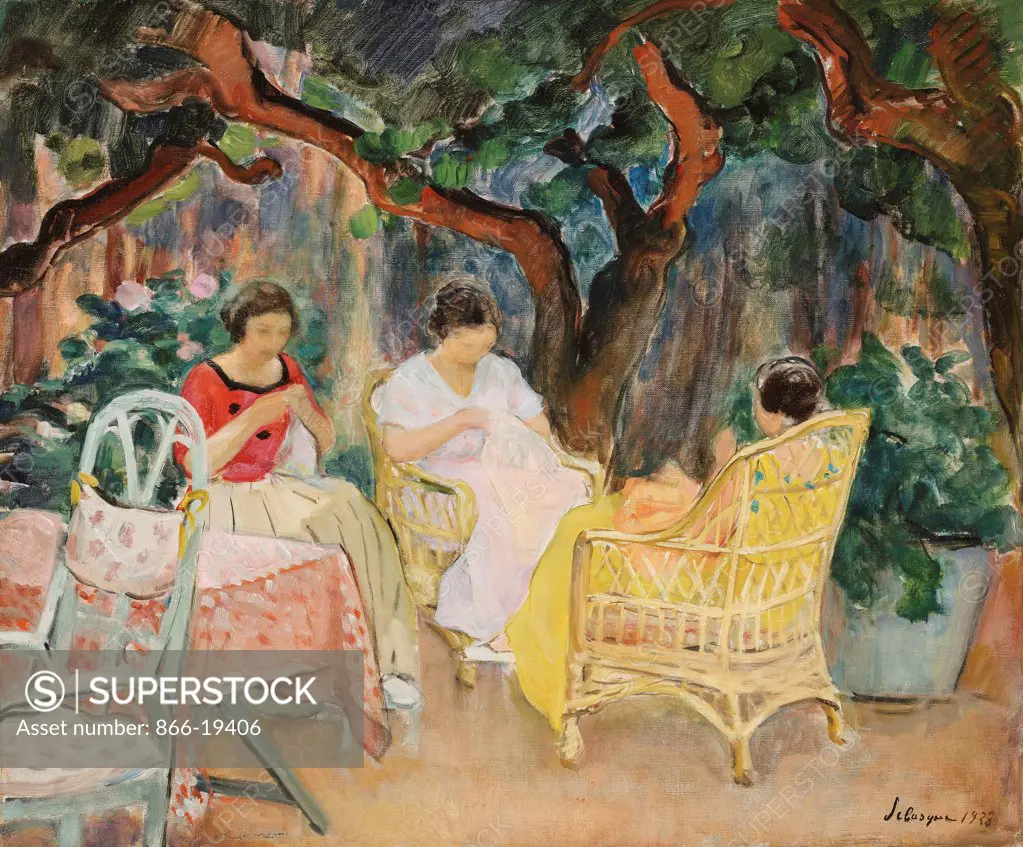 Afternoon; Apres-midi.  Henri Lebasque (1865-1937). Oil on canvas. Signed and dated 1923. 54.6 x 65.4cm.