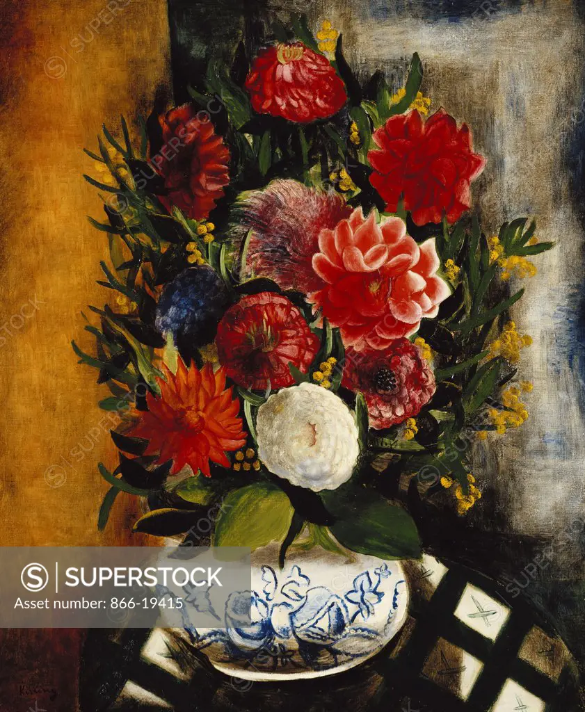 Vase of Flowers; Vase de Fleurs. Moise Kisling (1891-1953). Oil on canvas. Painted in 1933. 64.7 x 53.7cm.