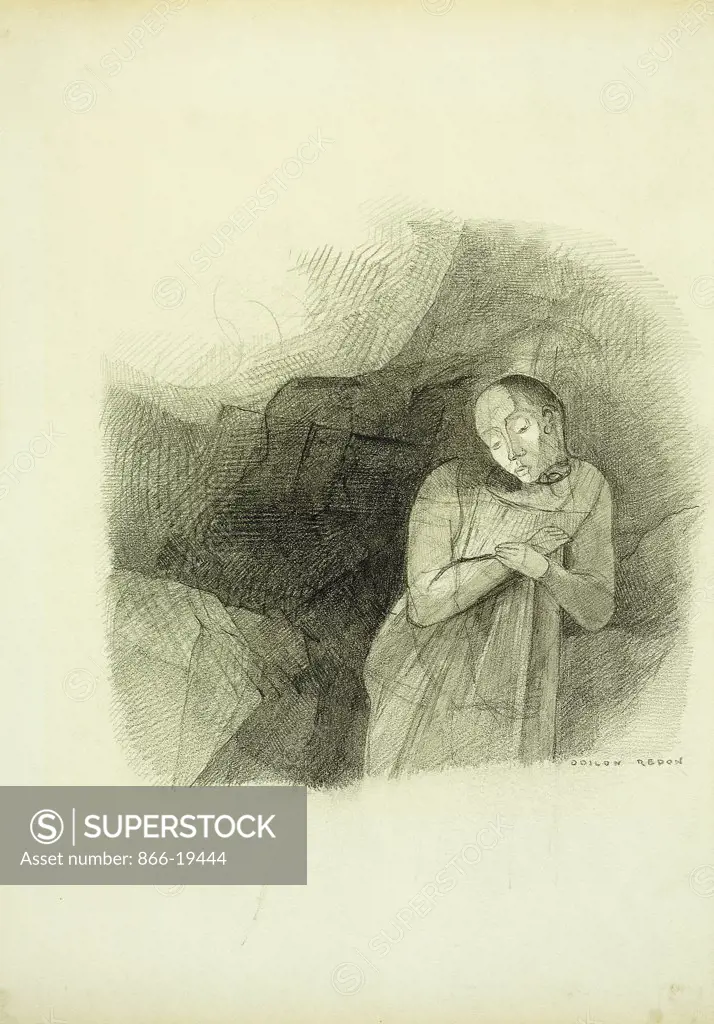 Apparition. Odilon Redon (1840-1916). Pencil on paper. Drawn 1870-75. 29.2 x 21.9cm.