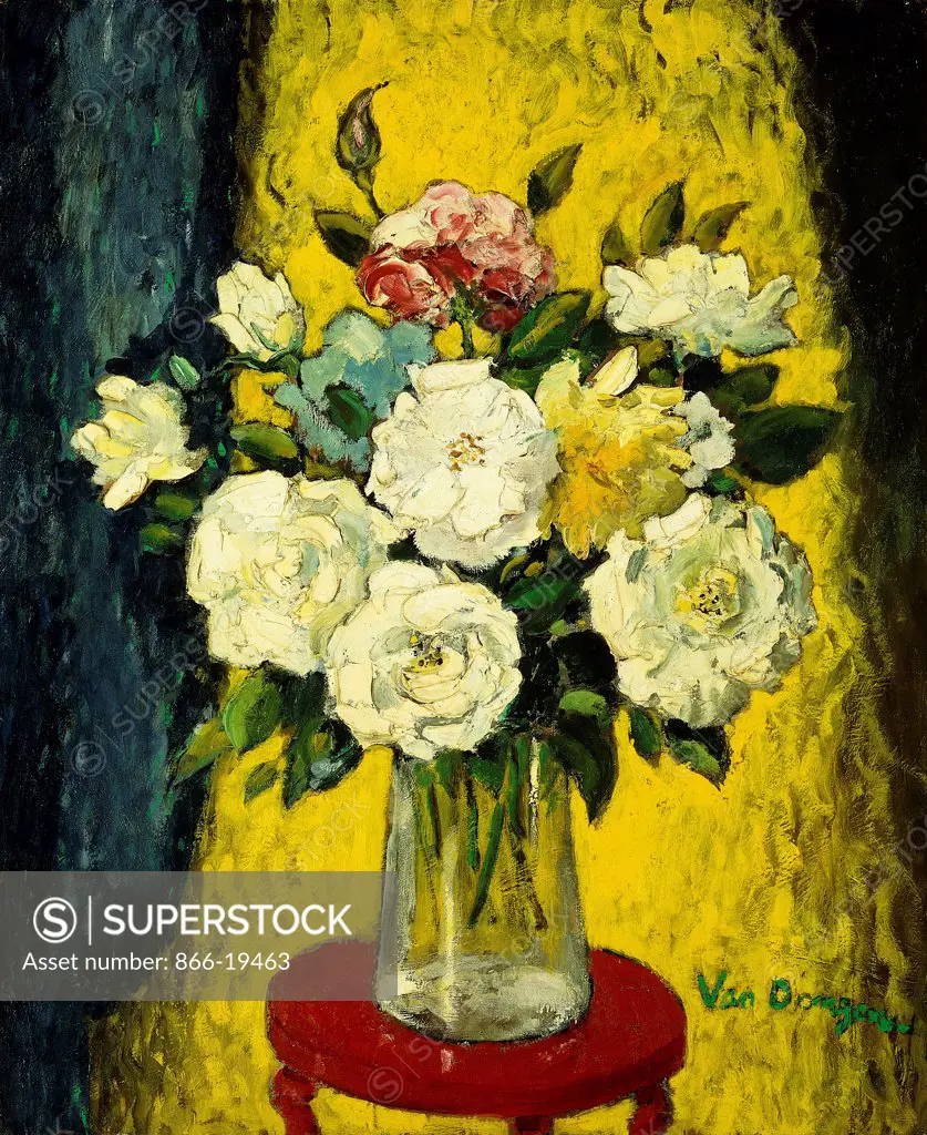 Vase of Flowers; Vase de Fleurs. Kees van Dongen (1877-1968). Oil on canvas. 73.7 x 62.3cm.