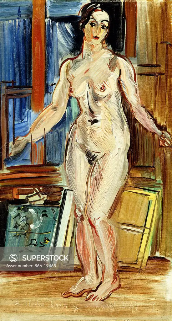 Standing Nude; Nu Debout. Raoul Dufy (1877-1953). Oil on panel. Painted in 1939. 38.1 x 21cm.
