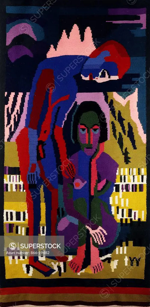 Black Spring; Schwarzer Fruhling. Ernst Ludwig Kirchner (1880-1938) and Lise Gujer. Wool tapestry. Executed circa 1925. 179 x 90.2cm.