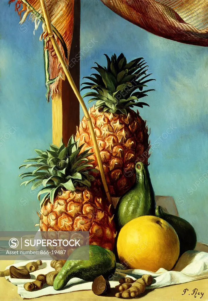 Still-life with Pineapples; Nature Morte avec Ananas. Pierre Roy (1880-1950). Oil on canvas. 65 x 46.3cm.