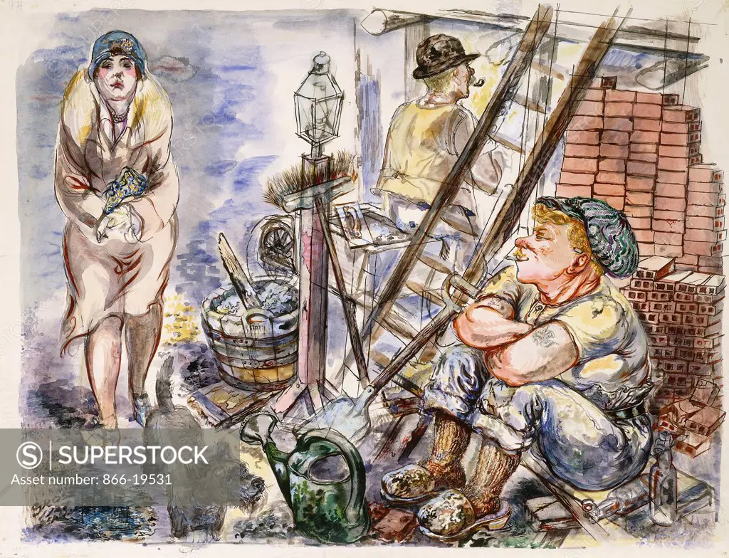 Snakeskin and Clogs; Schlangenhaut und Pantinen. George Grosz (1893-1959). Watercolour, gouache, pen and black ink on paper. Painted in 1927. 46 x 60cm.
