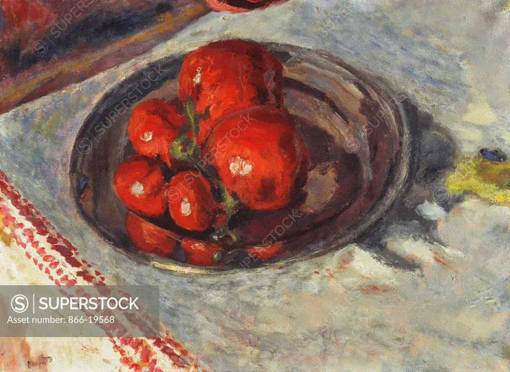 Tomatoes; Tomates. Pierre Bonnard (1867-1947). Oil on paper laid down on canvas. Painted circa 1924. 31 x 42cm.