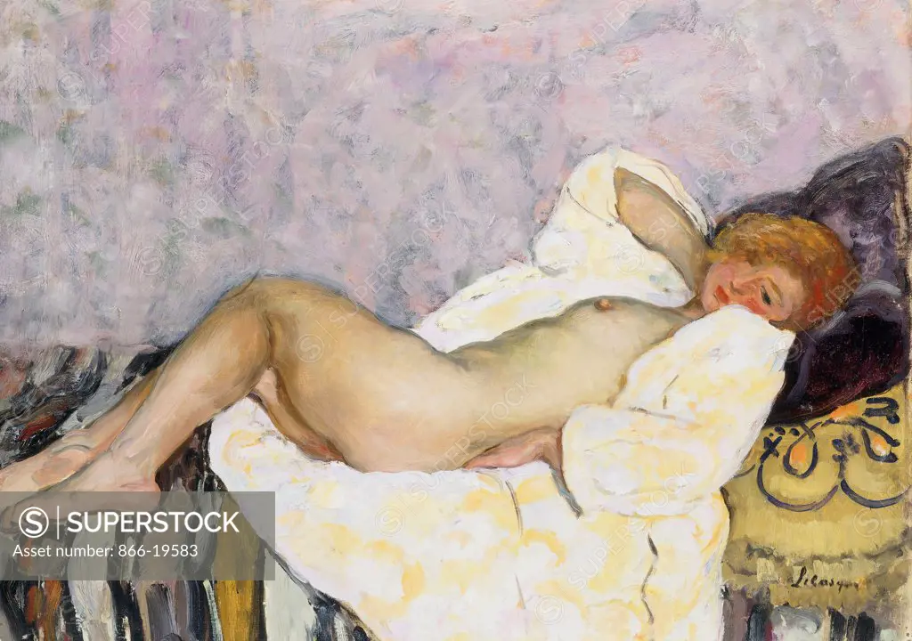 Reclining Nude; Nu Couche. Henri Lebasque (1865-1937). Oil on canvas. 46.5 x 65.2cm.