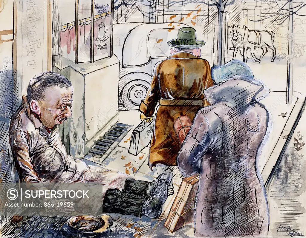 Inflation. George Grosz (1893-1959). Watercolour, gouache, pen, brush and India ink over pencil on paper. Signed and dated 1929. 46 x 59cm.