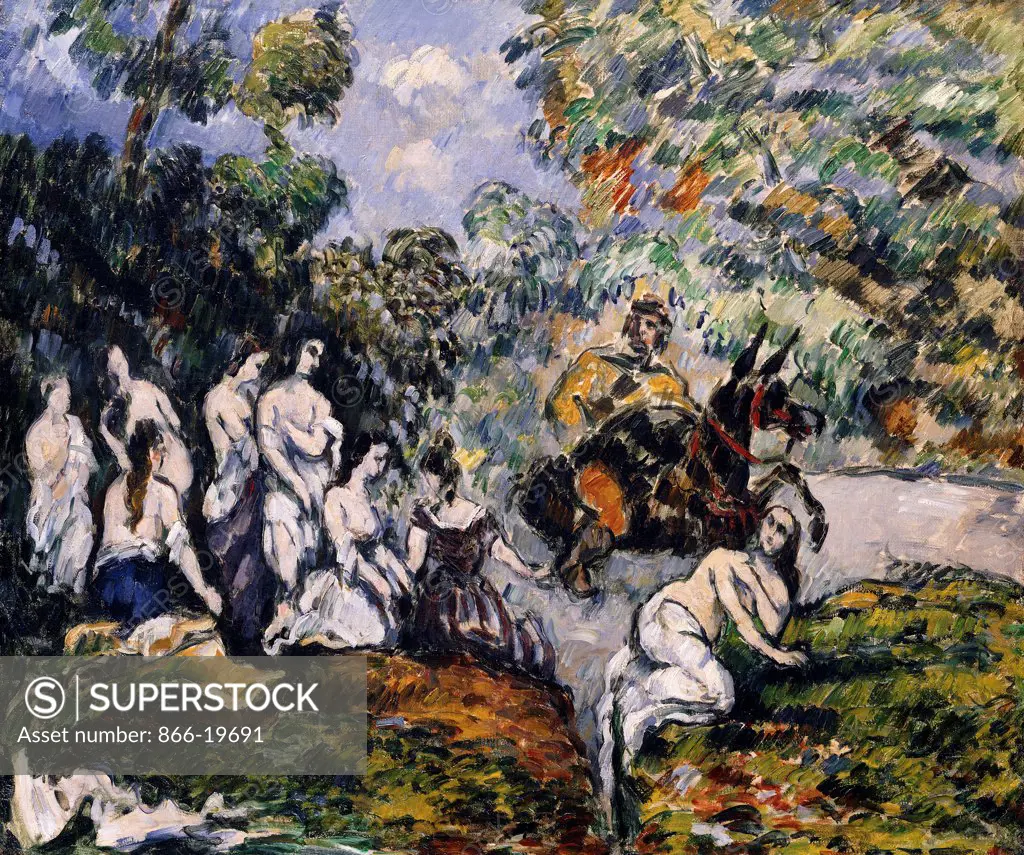 Legendary Scene; Scene Legendaire. Paul Cezanne (1839-1906). Oil on canvas. Painted circa 1878. 47 x 55cm. The figure on horseback has been identified as Sancho Panza, companion to Don Quixote.