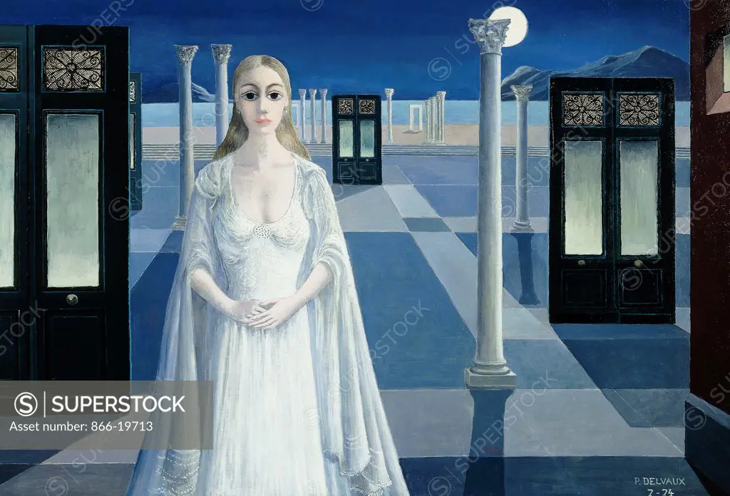 The Empress; L'Imperatrice. Paul Delvaux (1897-1994). Oil on plywood. Signed and dated July 1974. 85 x 125cm.