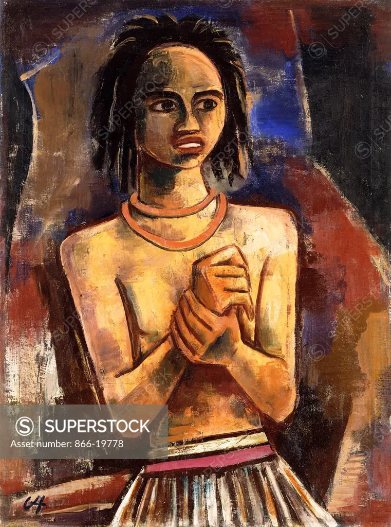 Young Indian; Junger Inder. Karl Hofer (1878-1955). Painted circa 1920. 99 x 75.5cm.