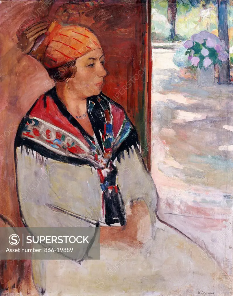 Woman in a Bandana at Prefailles; Femme au Madras a Prefailles. Henri Lebasque (1865-1937). Oil on canvas. Painted in 1922. 92 x 73cm.