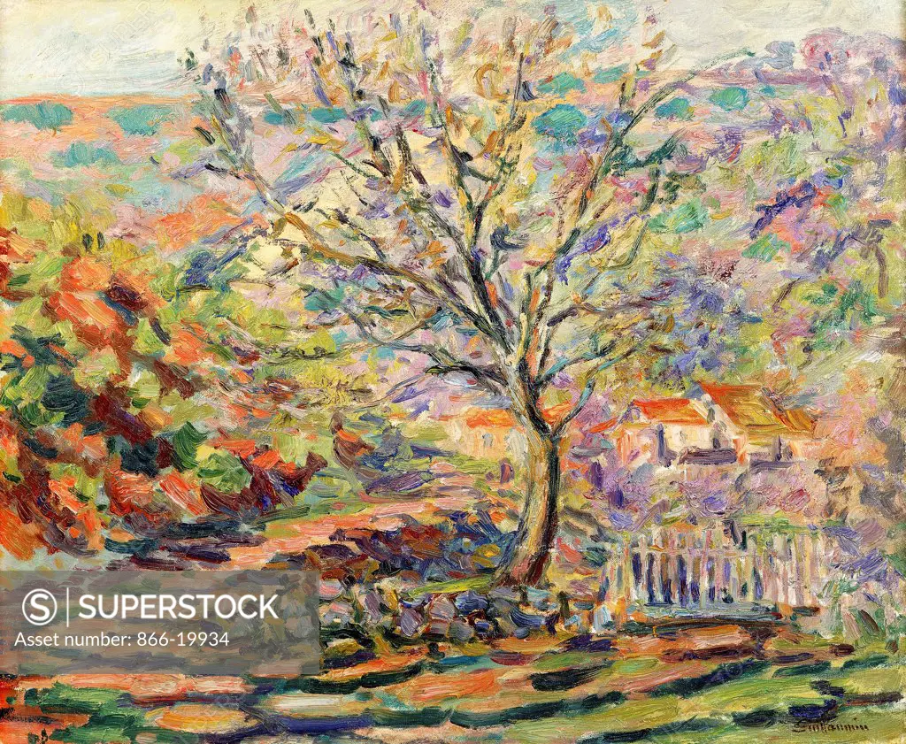 House in the Countryside; Maison dans un Paysage. Armand Guillaumin (1841-1927). Oil on canvas. Painted circa 1910. 36.9 x 44.9cm