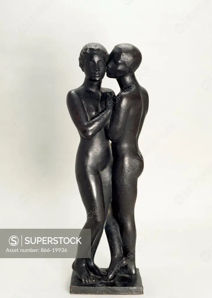 Young Couple; Junges Menschenpaar. Georg Kolbe (1877-1947). Bronze with dark brown patina. Conceived and cast circa 1919. Probably in an edition of 3. 69.5cm high