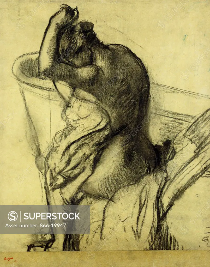 After the Bath; Apres le Bain. Edgar Degas (1834-1917). Charcoal on paper. Drawn in 1899. 60 x 48cm.