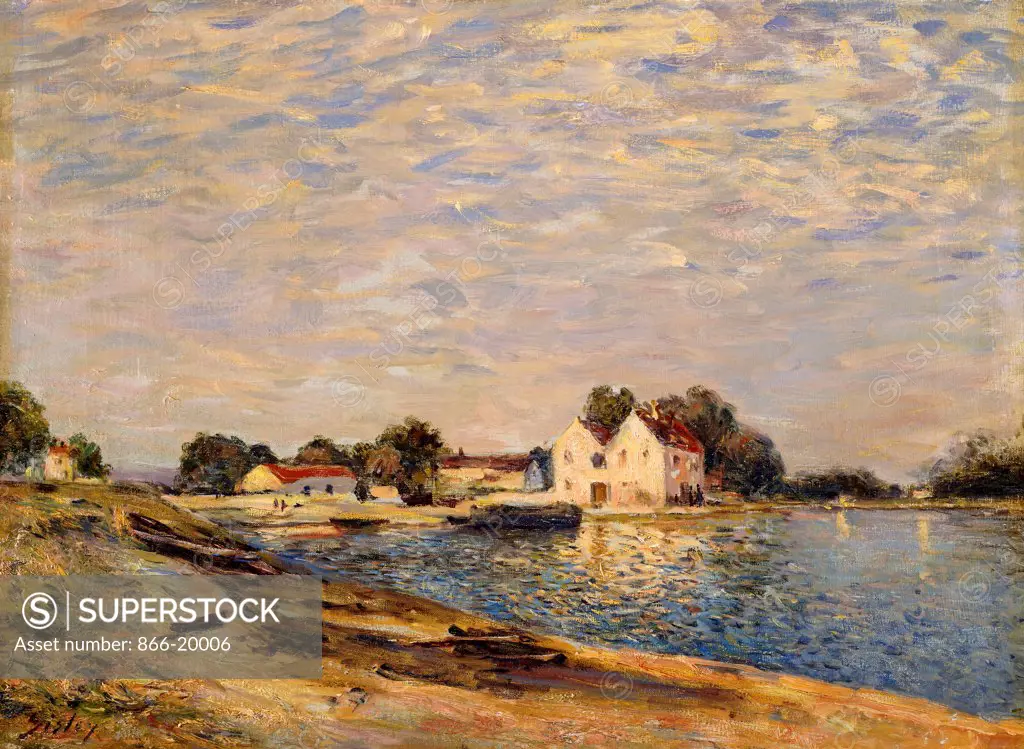 Saint-Mammes, on the Banks of the Loing; Saint-Mammes, les Bord du Loing. Alfred Sisley (1839-1899). Oil on canvas. Painted in 1884. 37.5 x 51cm.
