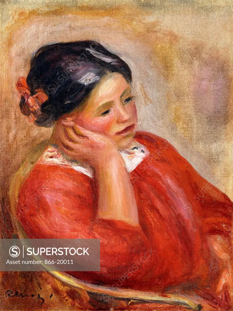 Gabrielle Leaning; Gabrielle Acoudee. Pierre-Auguste Renoir (1841-1919). Oil on canvas. 29.5 x 23cm.