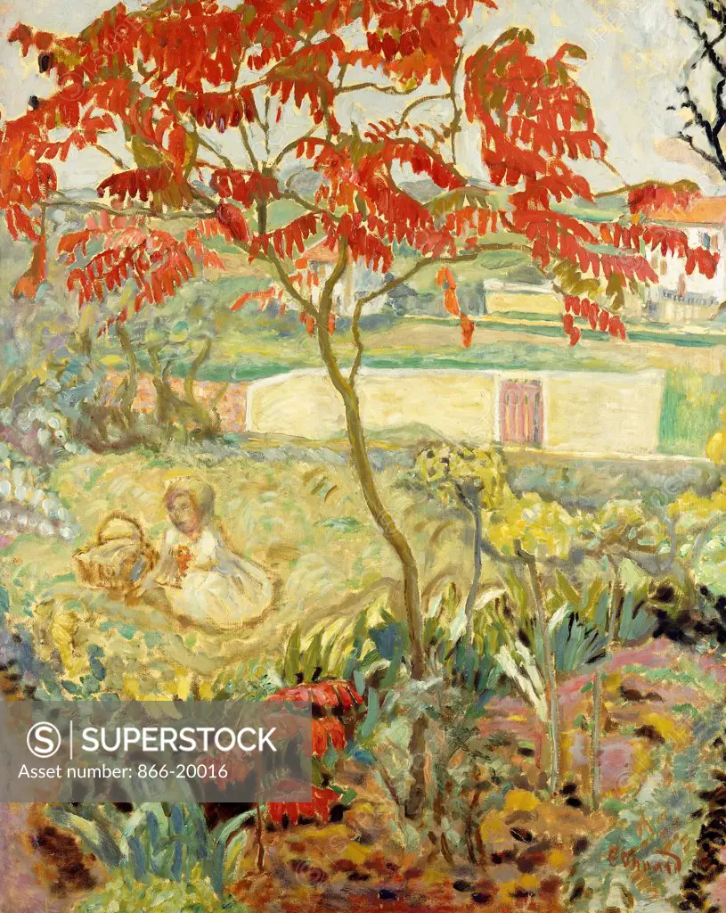 The Garden and the Red Tree; Le Jardin a l'Arbre Rouge. Pierre Bonnard (1867-1947). Oil on canvas. Painted circa 1909. 100 x 81cm.