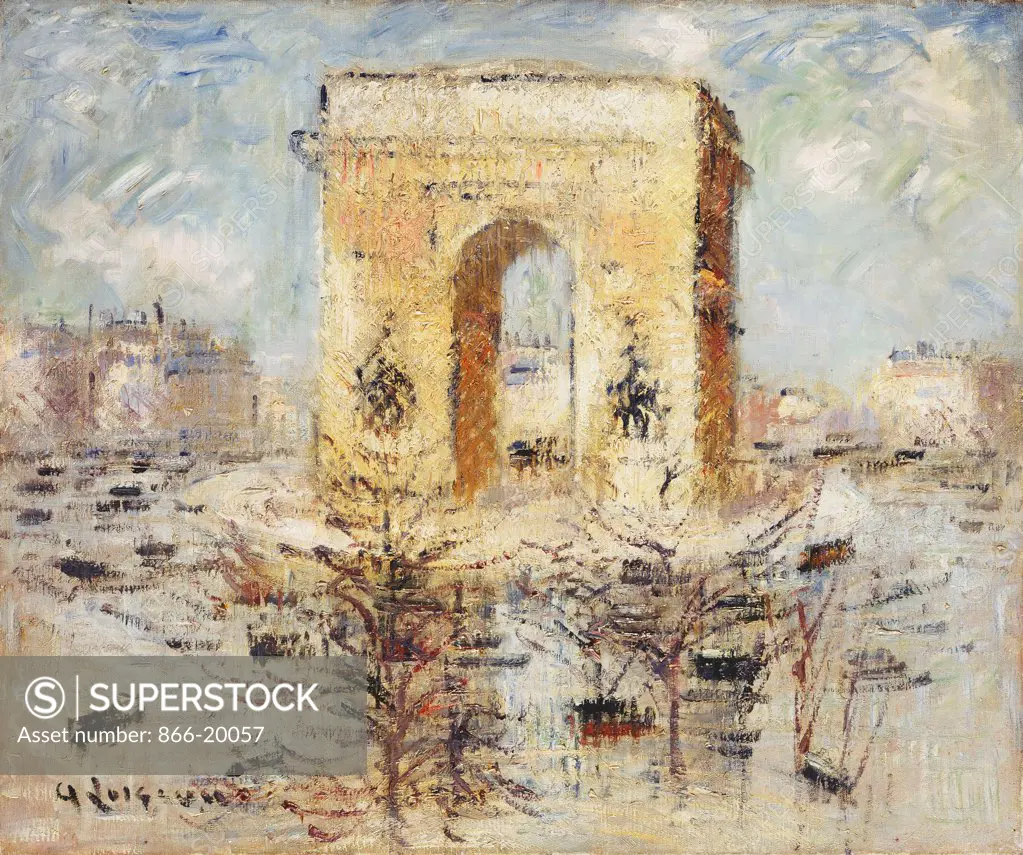 L'Arc de Triomphe, Place of the Star; L'Arc de Triomphe, Place de L'Etoile. Gustave Loiseau (1865-1935). Oil on canvas. Painted in 1929. 54.5 x 65cm.