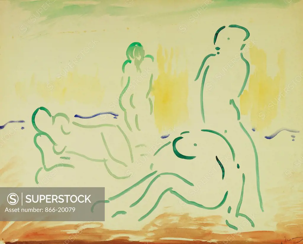 Bathers; Baigneuses. Andre Derain (1880-1954). Watercolour on paper. Executed in 1905. 44 x 53cm.