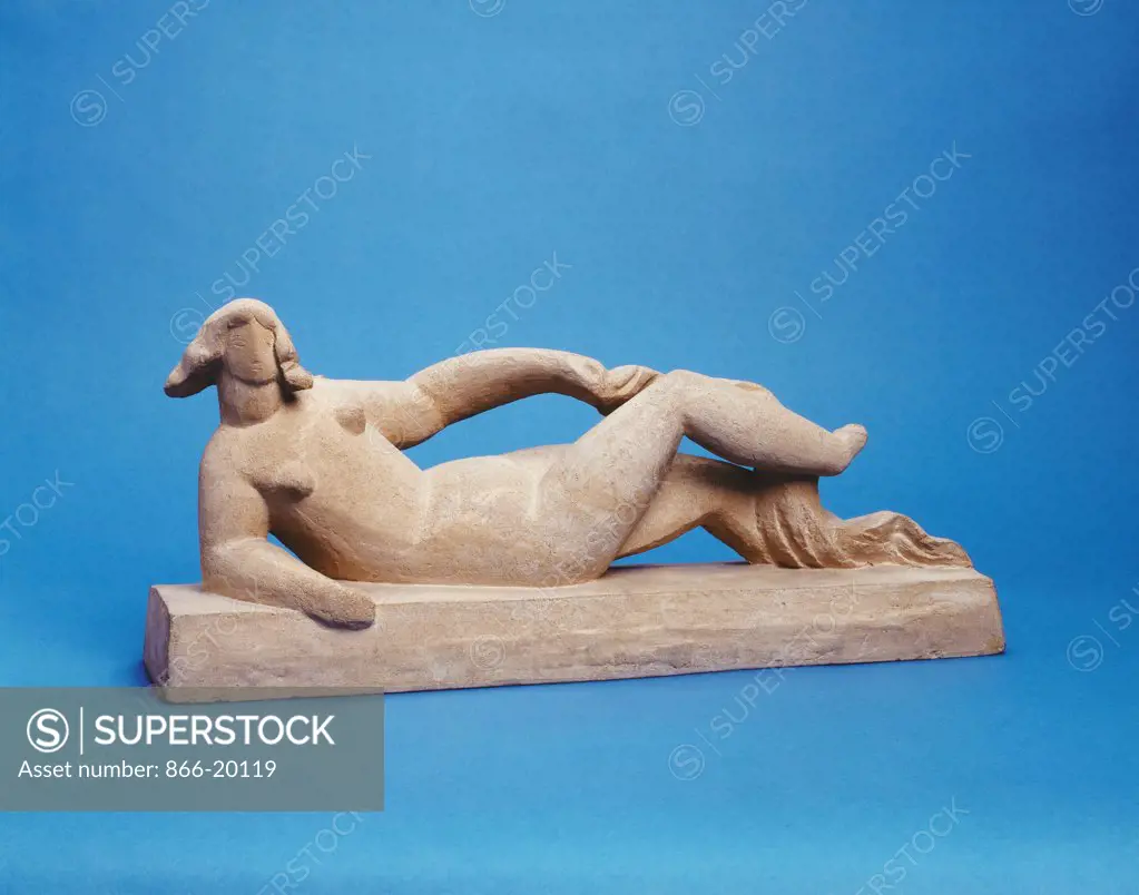 Woman Lying with Drapery; Femme Couchee a la Draperie. Henri Laurens (1885-1954). Terracotta. Conceived and cast in 1926. 19cm high and 42cm long.