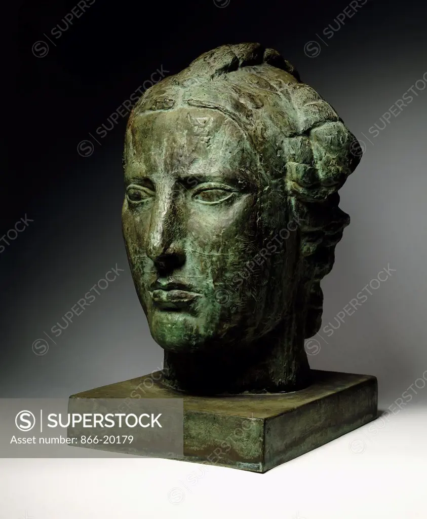 Head of Liberty; Tete de Liberte. Emile Antoine Bourdelle (1861-1929). Bronze with green patina. Conceived circa 1914. 63cm high.