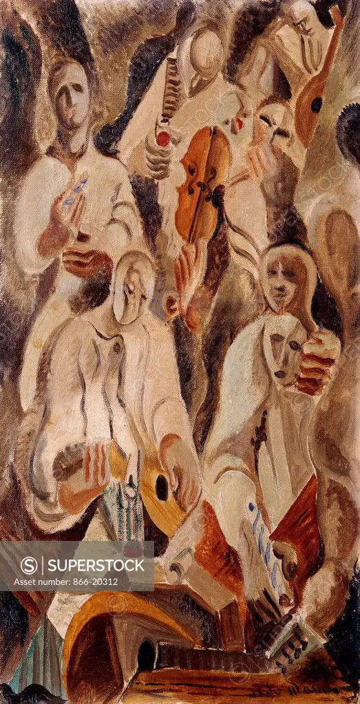Les Musiciens. Andre Masson (1896-1987). Oil on canvas. Painted circa 1924. 41 x 27.5cm.