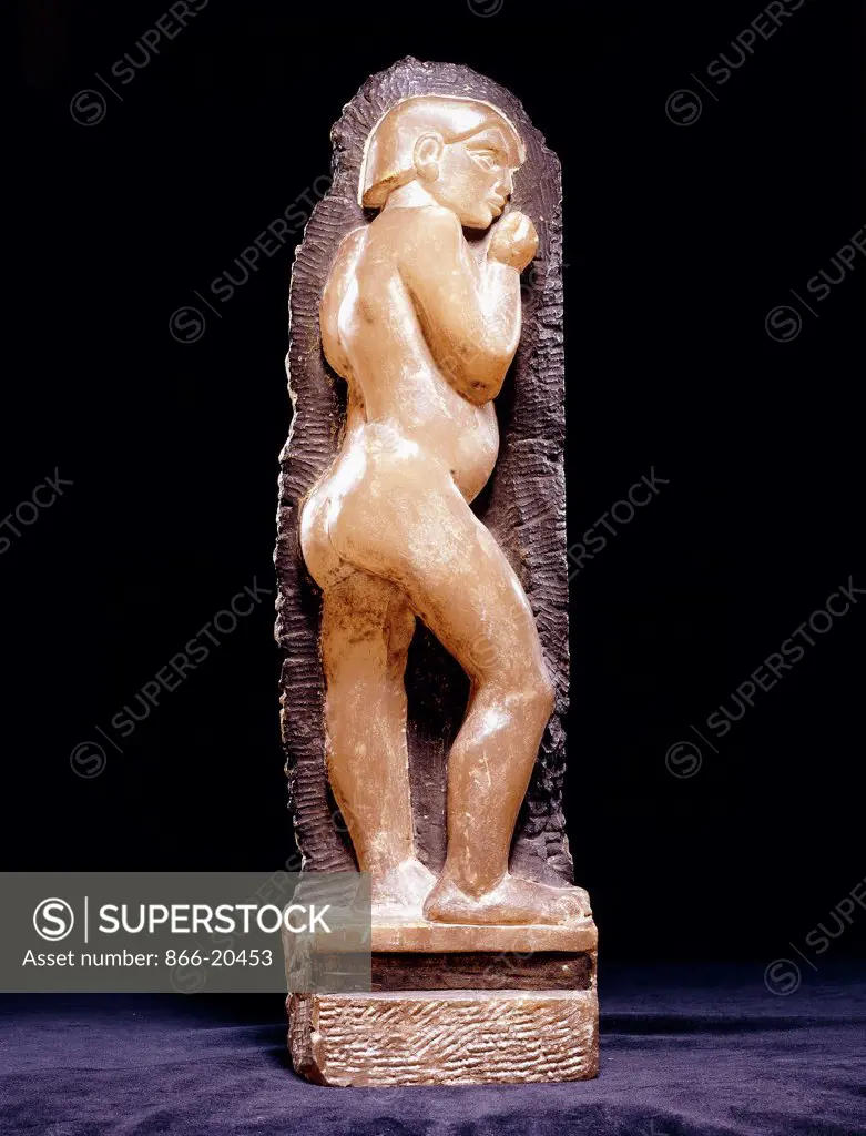 Amour. Henri Gaudier-Brzeska (1891-1915). Alabaster and Gilding. Carved in 1913. 47cm high.