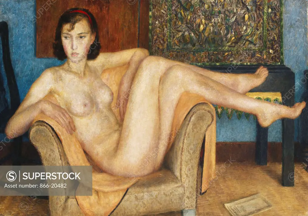 Girl in a Chair. Dod Procter (1892-1972). Oil on canvas. Painted circa 1934. 89.5 x 127.5cm.