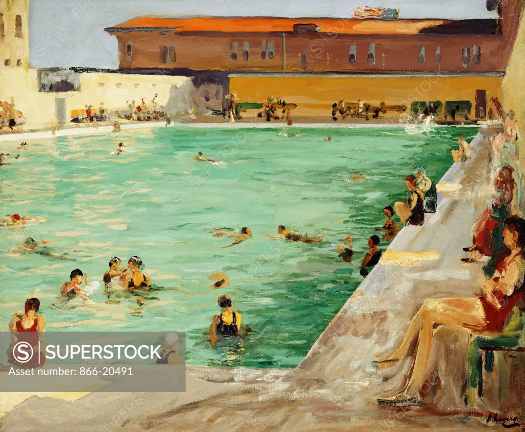 The Peoples' Pool, Palm Beach. Sir John Lavery (1856-1941). Oil on canvas. Signed and dated 1927. 63.5 x 76cm.