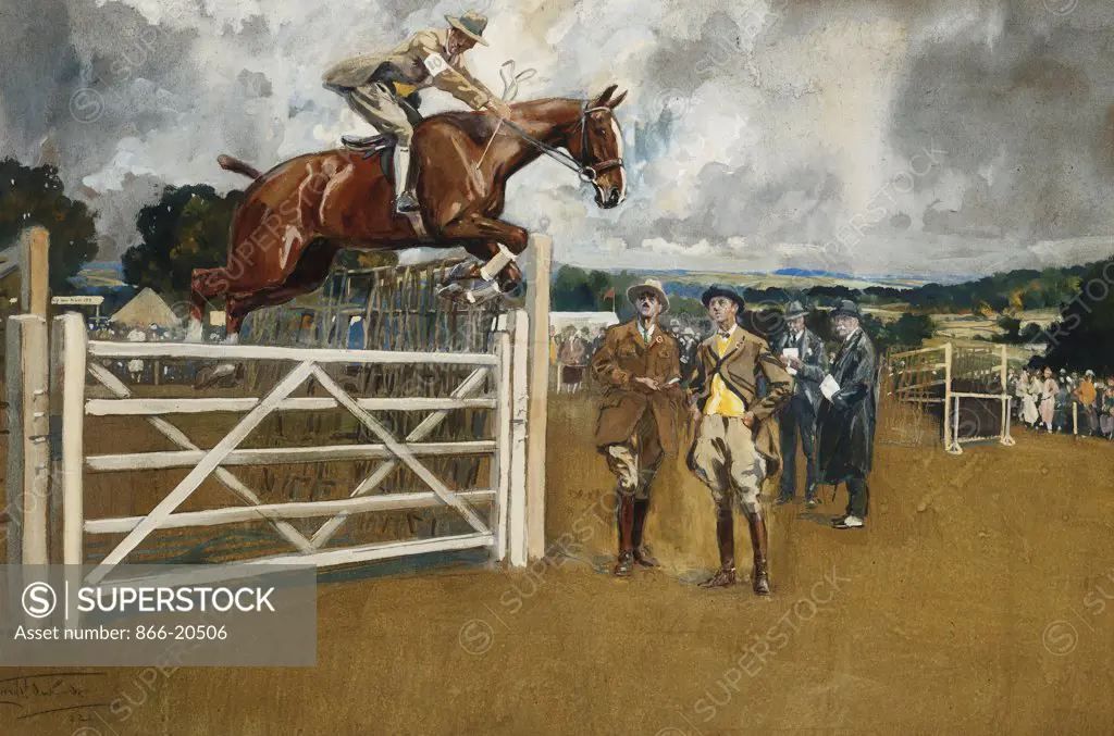 A Country Show. Lionel Edwards (1878-1966). Pencil and gouache. Signed and dated 1922. 31 x 45.7cm.