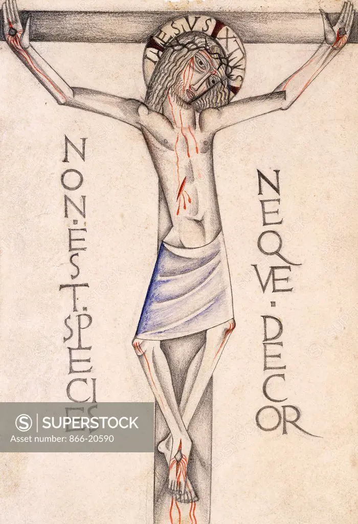 Crucifixion. David Jones (1895-1974). Pencil and watercolour. Executed circa 1922. 23.5 x 16.5cm.