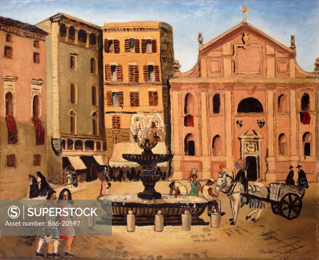 Square in Rome. Christopher Wood (1901-1930). Oil on board. Dated 1925. 62.3 x 51.4cm.