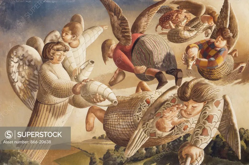 Angels of the Apocalypse. Stanley Spencer (1891-1959). Oil on canvas. Painted in 1949. 61 x 91.4cm.