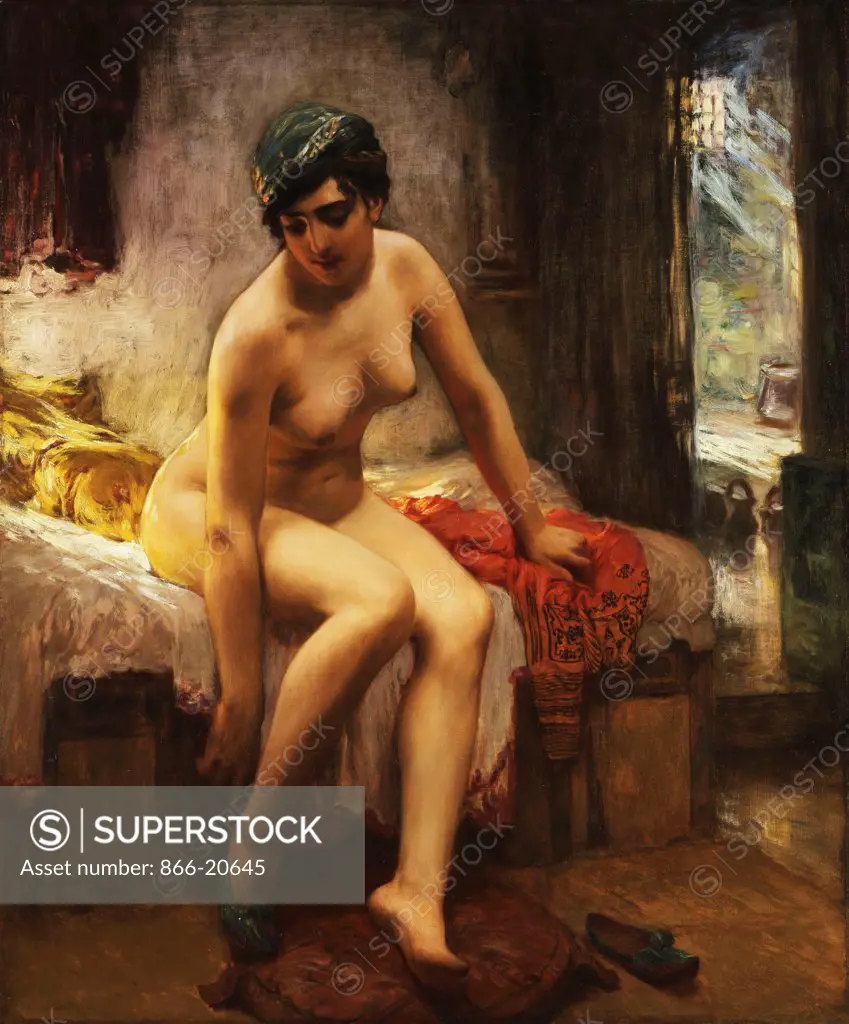 An Algerian Prostitute. Frederick Arthur Bridgman (1847-1928). Oil on canvas. 79 x 65.1cm.