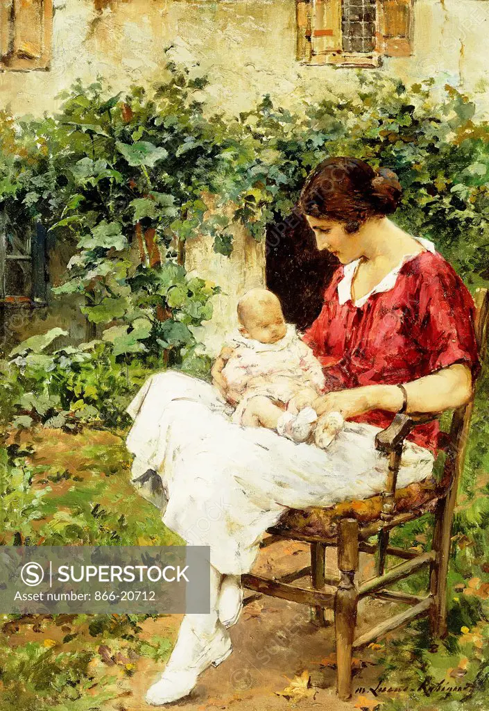 The First Born. Marie Aimee Lucas-Robiquet (b.1864). Oil on canvas. 55.3 x 38.7cm.
