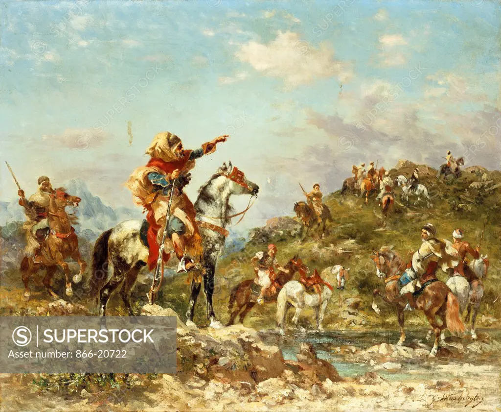 Arab Warriors on Horseback. Georges Washington (1827-1910). Oil on canvas. 50.8 x 61.6cm.