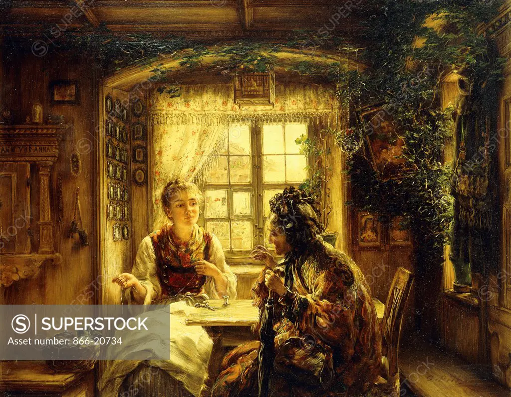 An Afternoon Visit. Otto Piltz (1864-1910). Oil on panel. 38.5 x 49.5cm.