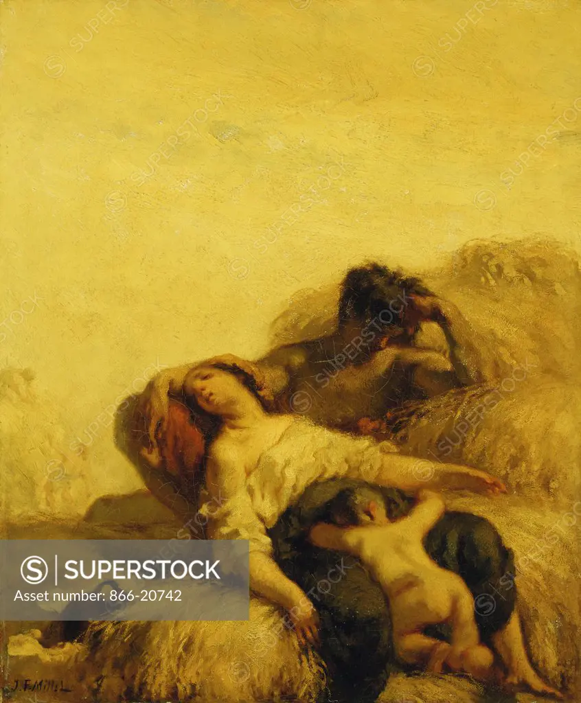 The Sleeping Reapers; Les Moissonneurs Endormis. Jean-Francois Millet (1814-1875). Oil on canvas. Painted circa 1847-48. 45.7 x 38.1cm.