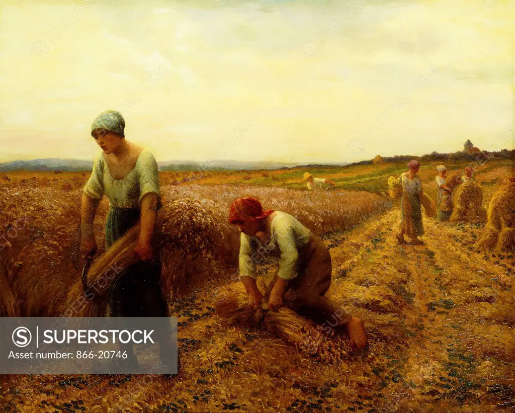 The Harvesters. Aime Perret  (1847-1927). Oil on canvas. 65.5 x 82cm.
