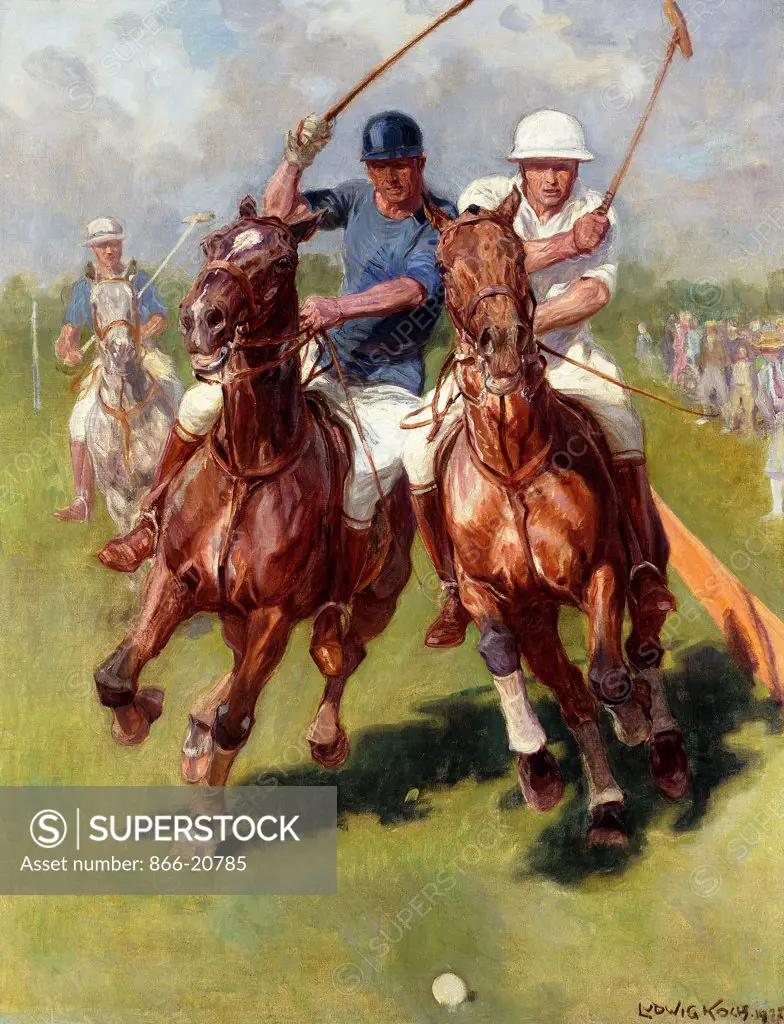 A Polo Match. Ludwig Koch (1866-1934). Oil on canvas. Painted in 1922. 92 x 71.7cm.