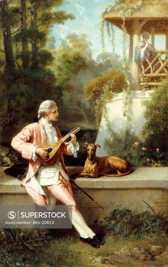 The Courtship. Felix Henri Giacomotti (1828-1909). Oil on canvas. 72.4 x 46.3cm.