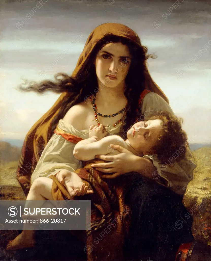 Mother and Child. Hugues Merle (1823-1881). Oil on canvas. Painted in 1870. 101.6 x 81.9cm.